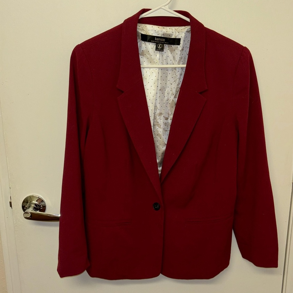 Burgundy Blazer 63% polyester, 31% rayon, 6% spandex